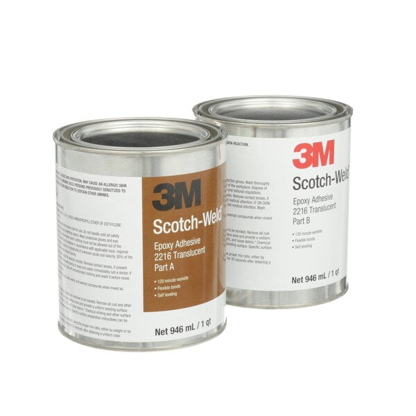 Epoxy Adhesive, 2216 Series, Clear, 1:01 Mix Ratio, 16 hr Functional Cure, Can