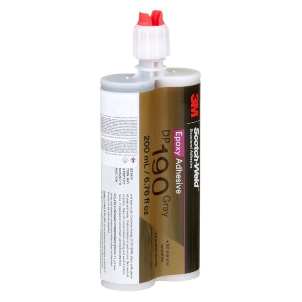 Epoxy Adhesive, DP190 Series, Gray, 1:01 Mix Ratio, 12 hr Functional Cure, Dual-Cartridge
