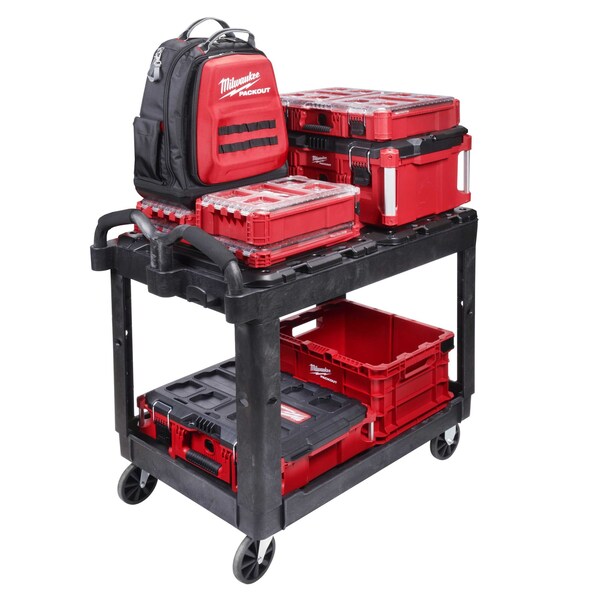 Utility Cart, Ergonomic, 2 Shelves, 500 lb