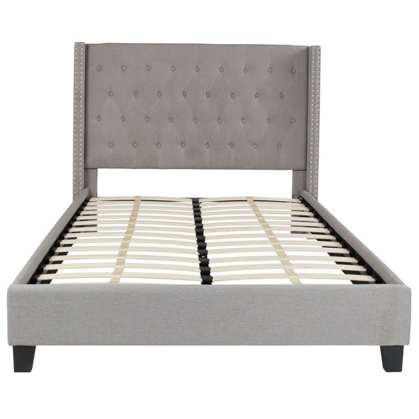 Platform Bed, Riverdale, Full, Light Gray
