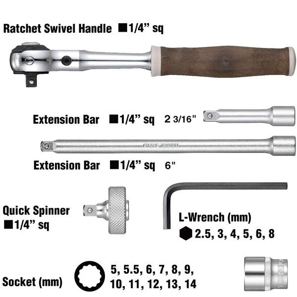 WOOD-COMPO Swivel Socket Wrench 1/4