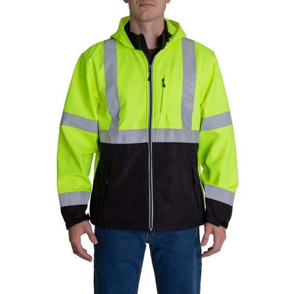 Jacket, Softshell, Hi-Vis, Class 3, L, Tall