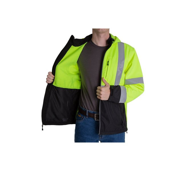 Jacket, Softshell, Hi-Vis, Class 3, 4XL, Reg