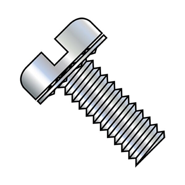 #6-32 x 1/2 in Slotted Pan Machine Screw, Zinc Plated Steel, 10000 PK