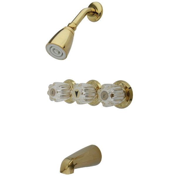 Tub and Shower Faucet, Polished Brass, Wall Mount