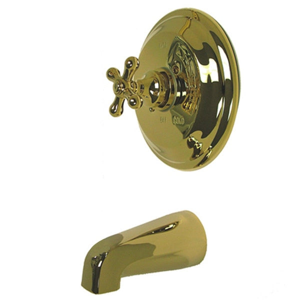 Tub and Shower Faucet, Polished Brass, Wall Mount