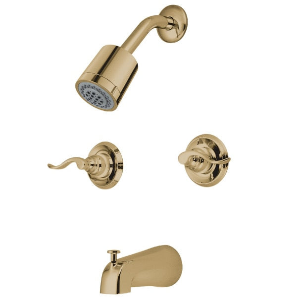 Tub and Shower Faucet, Polished Brass, Wall Mount