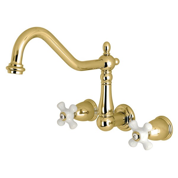 Roman Tub Faucet, Polished Brass, Wall Mount