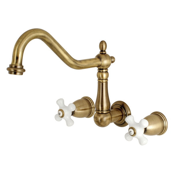 Roman Tub Faucet, Antique Brass, Wall Mount