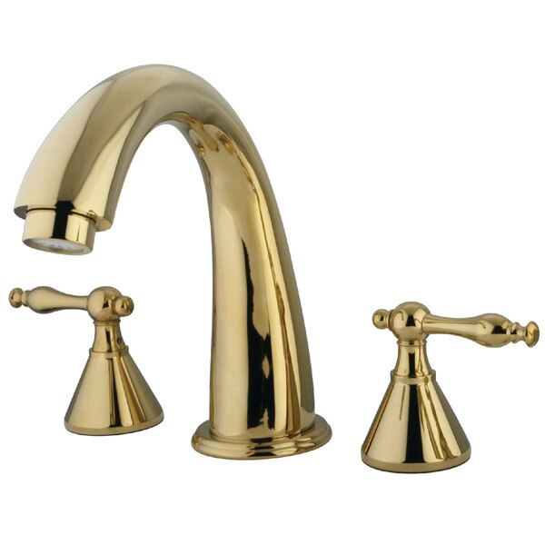 Roman Tub Faucet, Polished Brass, Deck Mount