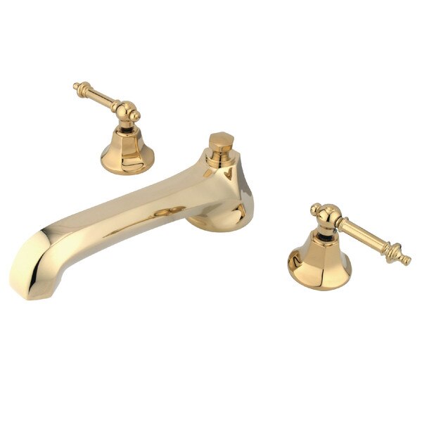 Roman Tub Faucet, Polished Brass, Deck Mount