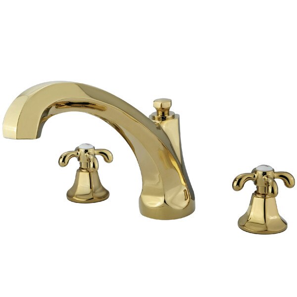 Roman Tub Faucet, Polished Brass, Deck Mount