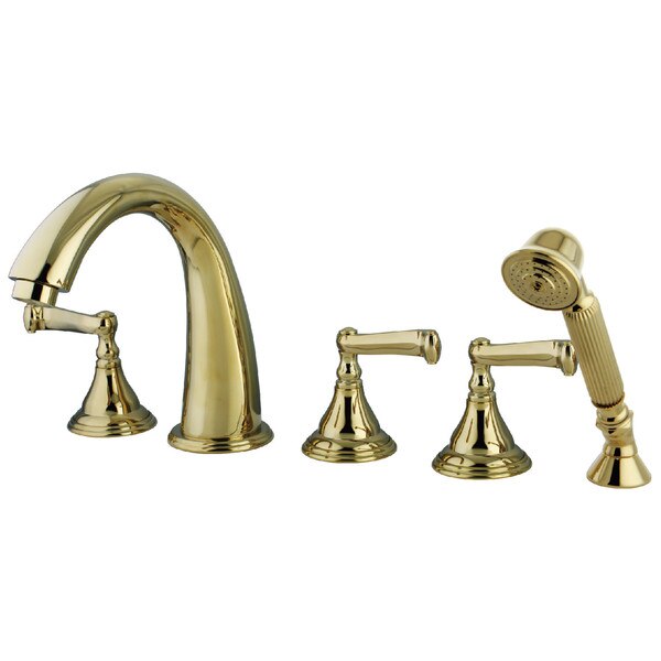 Roman Tub Faucet, Polished Brass, Deck Mount