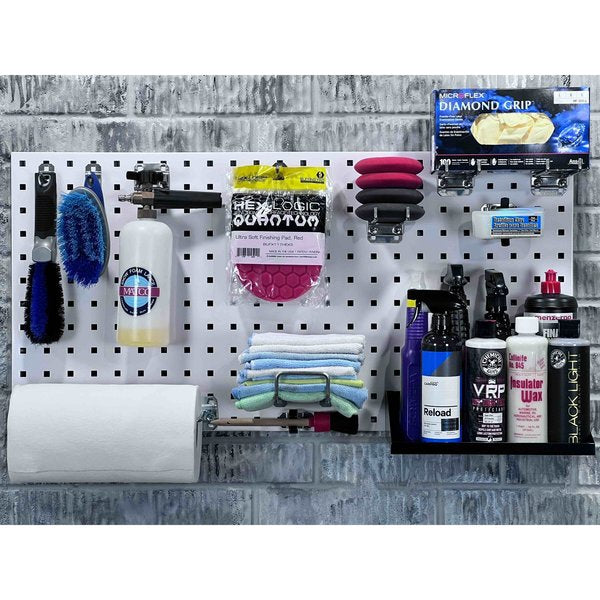(2) 18 In. W x 36 In. H White Epoxy 18-Gauge Steel Square Hole Pegboards Mounting Hardware