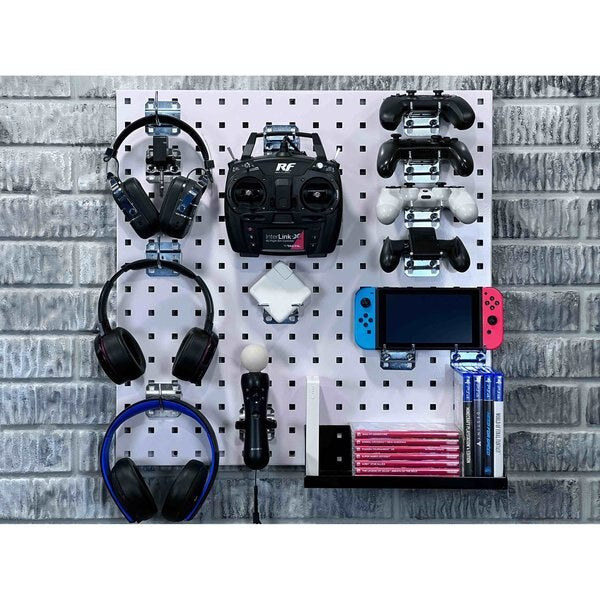 (2) 24 In. W x 24 In. H White Epoxy 18-Gauge Steel Square Hole Pegboards Mounting Hardware