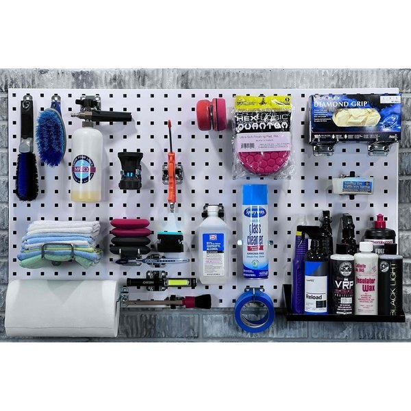(2) 24 In. W x 42-1/2 In. H White Epoxy 18-Gauge Steel Square Hole Pegboards 63 pc. LocHook Assortment
