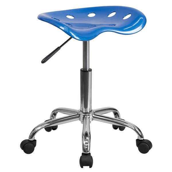 Tractor Seat w/Chrome Frame, Blue, Caster Type: Dual-Wheeled