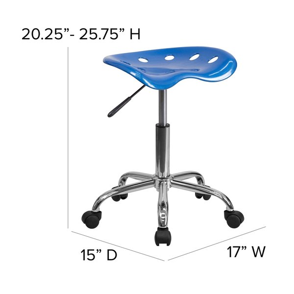Tractor Seat w/Chrome Frame, Blue, Caster Type: Dual-Wheeled