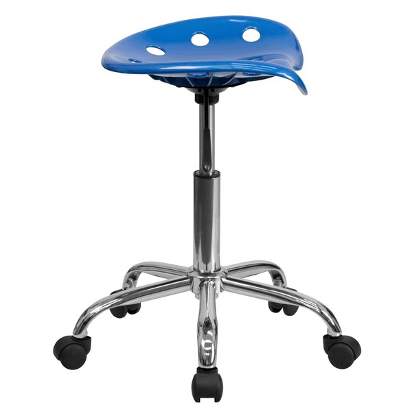 Tractor Seat w/Chrome Frame, Blue, Caster Type: Dual-Wheeled