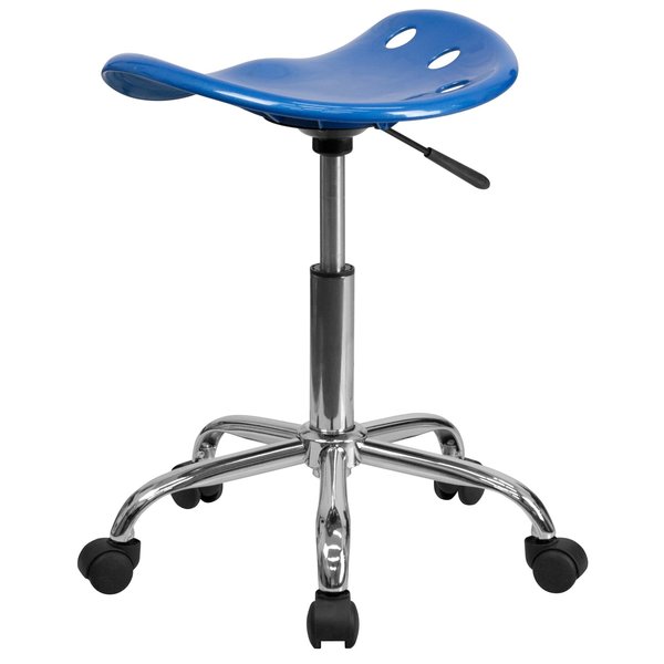 Tractor Seat w/Chrome Frame, Blue, Caster Type: Dual-Wheeled