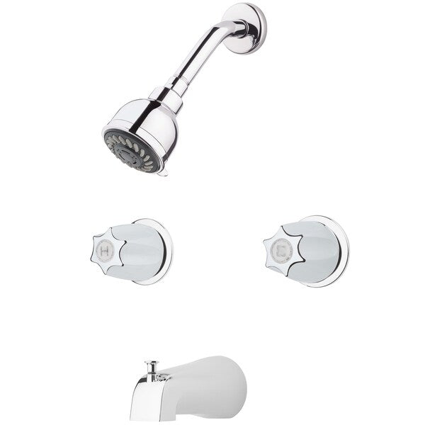 Dual Handle 4 Hole Tub And Shower, Two Handle, 03 Series Chro, Polished chrome