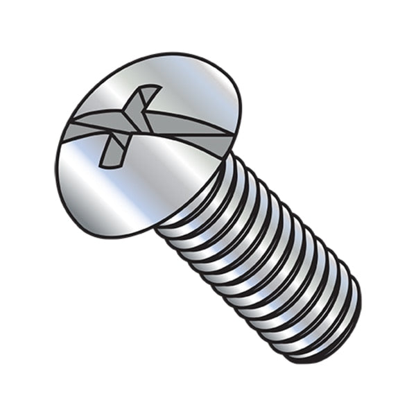#10-24 x 5/8 in Combination Phillips/Slotted Round Machine Screw, Zinc Plated Steel, 7000 PK