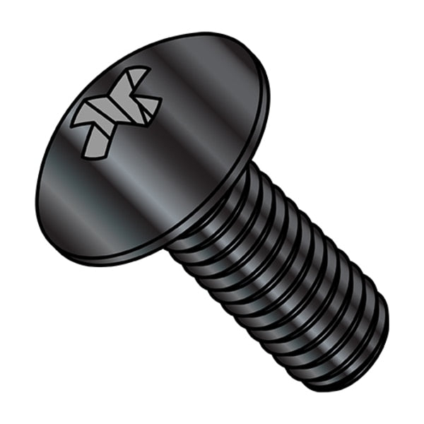 #6-32 x 1/4 in Phillips Truss Machine Screw, Black Oxide Steel, 10000 PK