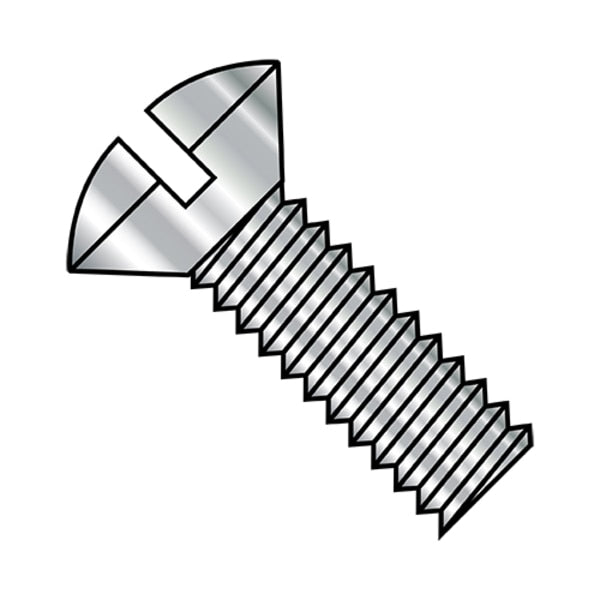 #10-24 x 1-1/2 in Slotted Oval Machine Screw, Plain Steel, 2000 PK