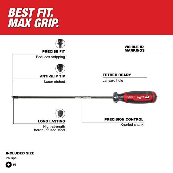 10 in. #2 Phillips Cushion Grip Screwdriver (Made in USA)