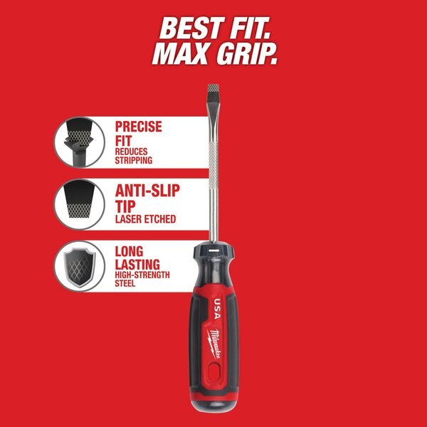 1/4 in. x 4 in. Slotted Cushion Grip Screwdriver (Made in USA)