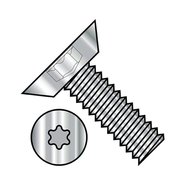 #10-24 x 5/16 in Torx Flat Machine Screw, Plain Stainless Steel, 4000 PK