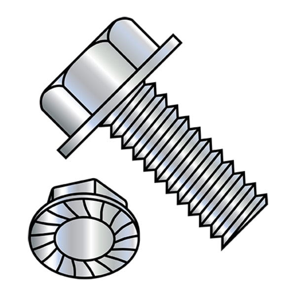 #10-24 x 5/8 in Hex Hex Machine Screw, Zinc Plated Steel, 7000 PK