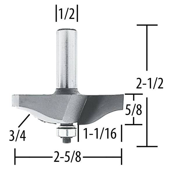 733303-A Ct Bit1-1/16Raised Rnl Bit-Ogee