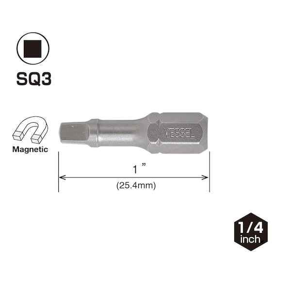 NECK TORSION Insert Bit SQ3x25.4, PK3