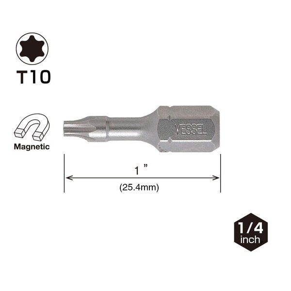 NECK TORSION Insert Bit T10x25.4, PK25