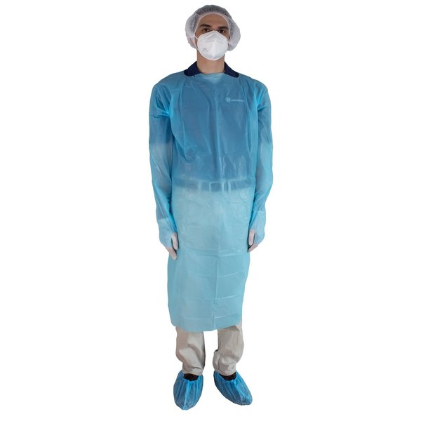 CPE Isolation Gown, 1XL, Blue, PK100