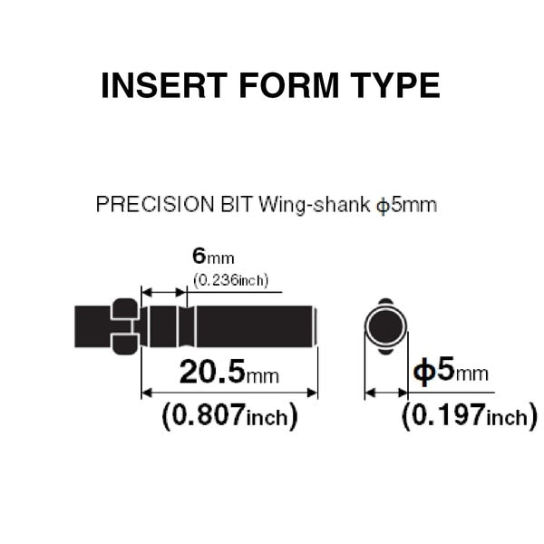 Precision Bit Wing-Shank 5mm, -5x(, PK10