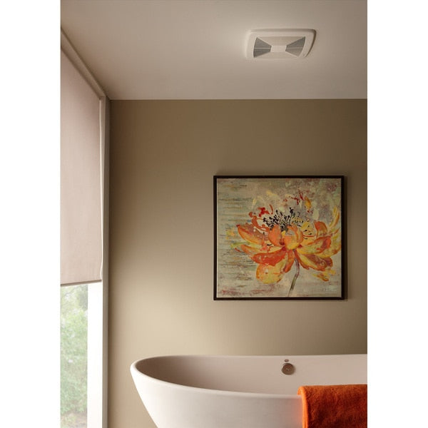 Ceiling Bathroom Fan, 110 cfm cfm, 4 in Duct Dia., 120V AC, Energy StarÂ® Certified