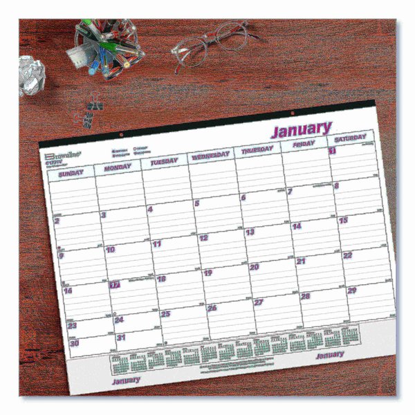 Monthly Desk Pad Calendar, 22x17, Whit