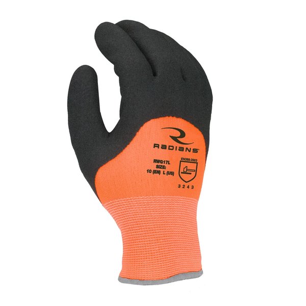 Hi-Vis Cold Protection Coated Gloves, Terry Cloth Lining, XL