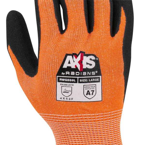 Cut Resistant Coated Gloves, A6 Cut Level, Nitrile, M, 1 PR