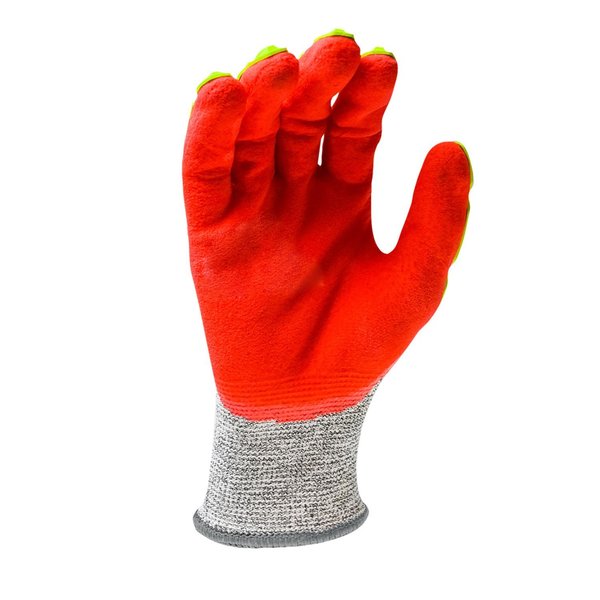 Hi-Vis Cut Resistant Impact Coated Gloves, A5 Cut Level, Foam Nitrile, L, 1 PR