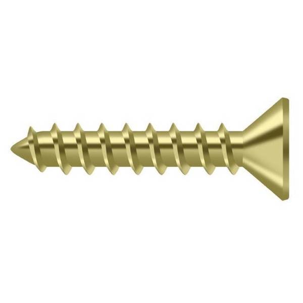Wood Screw, #10, 1 in, Plain Brass