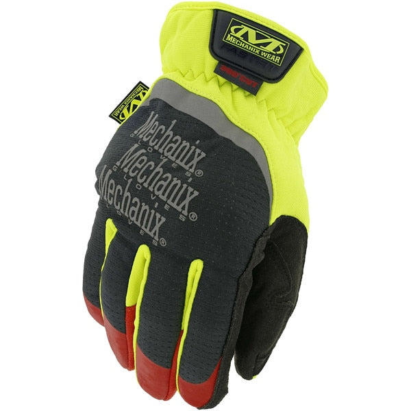 Hi-Vis Cut Resistant Gloves, A4 Cut Level, Uncoated, M, 1 PR