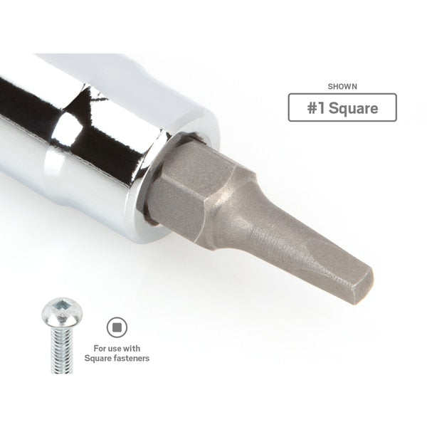 S2 Tip, Square Bit Socket 1/4 Inch Drive x #2, 1/4 in. Drive