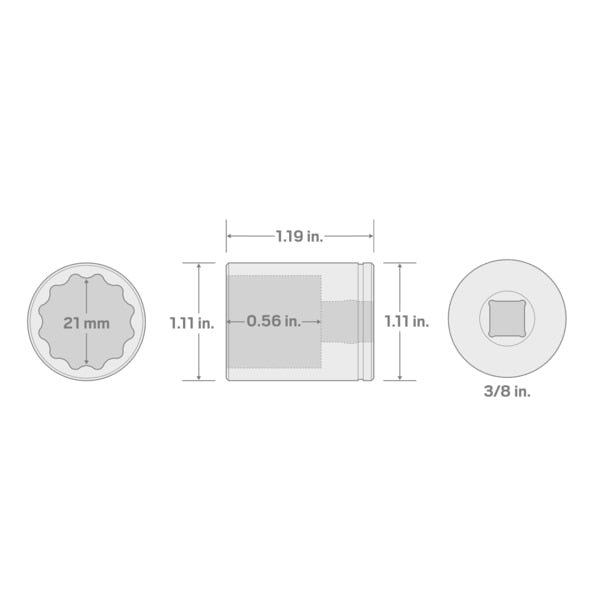 3/8 Inch Drive x 21 mm 12-Point Socket