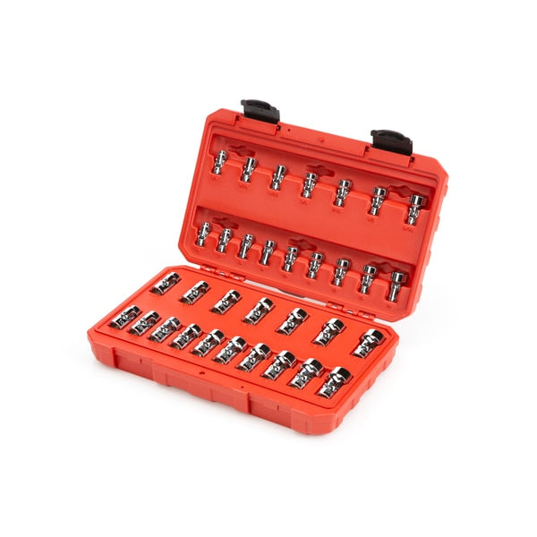 1/4, 3/8 Inch Drive Universal Joint Socket Set, 33-Piece (1/4-3/4 in., 6-19 mm)