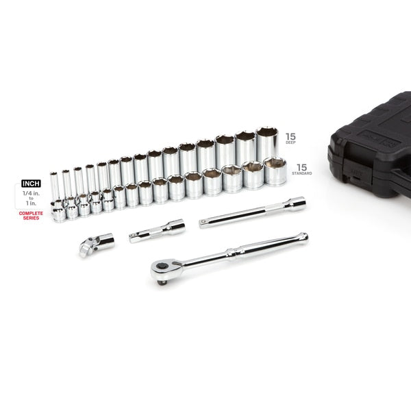 3/8 Inch Drive 6-Point Socket and Ratchet Set, 34-Piece (1/4-1 in.)