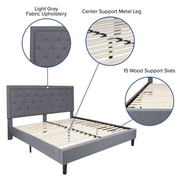 Roxbury King Platform Bed, Light Gray
