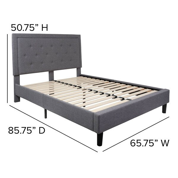 Roxbury Queen Platform Bed, Light Gray